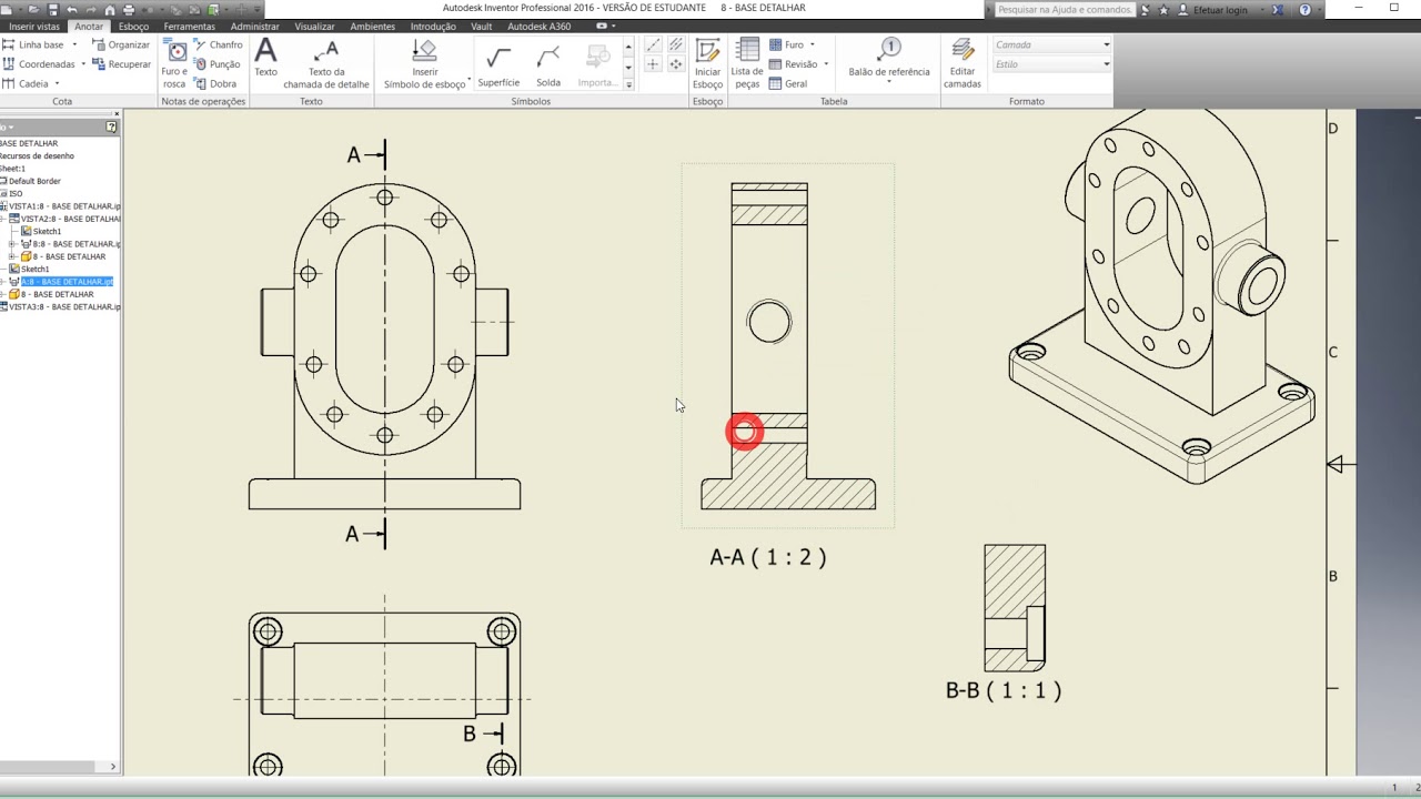 Aula de de apoio : Detalhamento Básico -  Autodesk Inventor