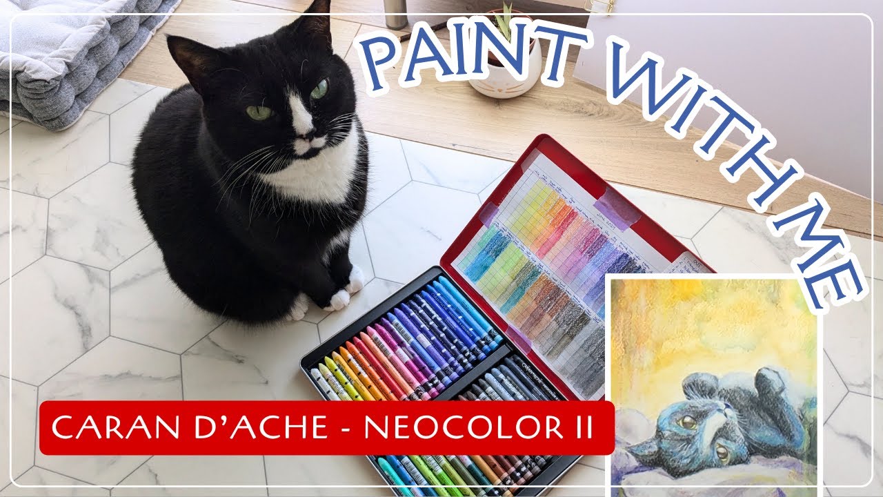 PAINT WITH ME 🎨 - A Cat Portrait using Caran D'Ache Neocolor II 🌺