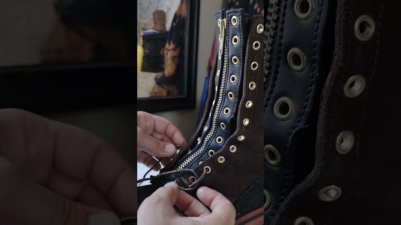 modified method lacing in boot zipper.