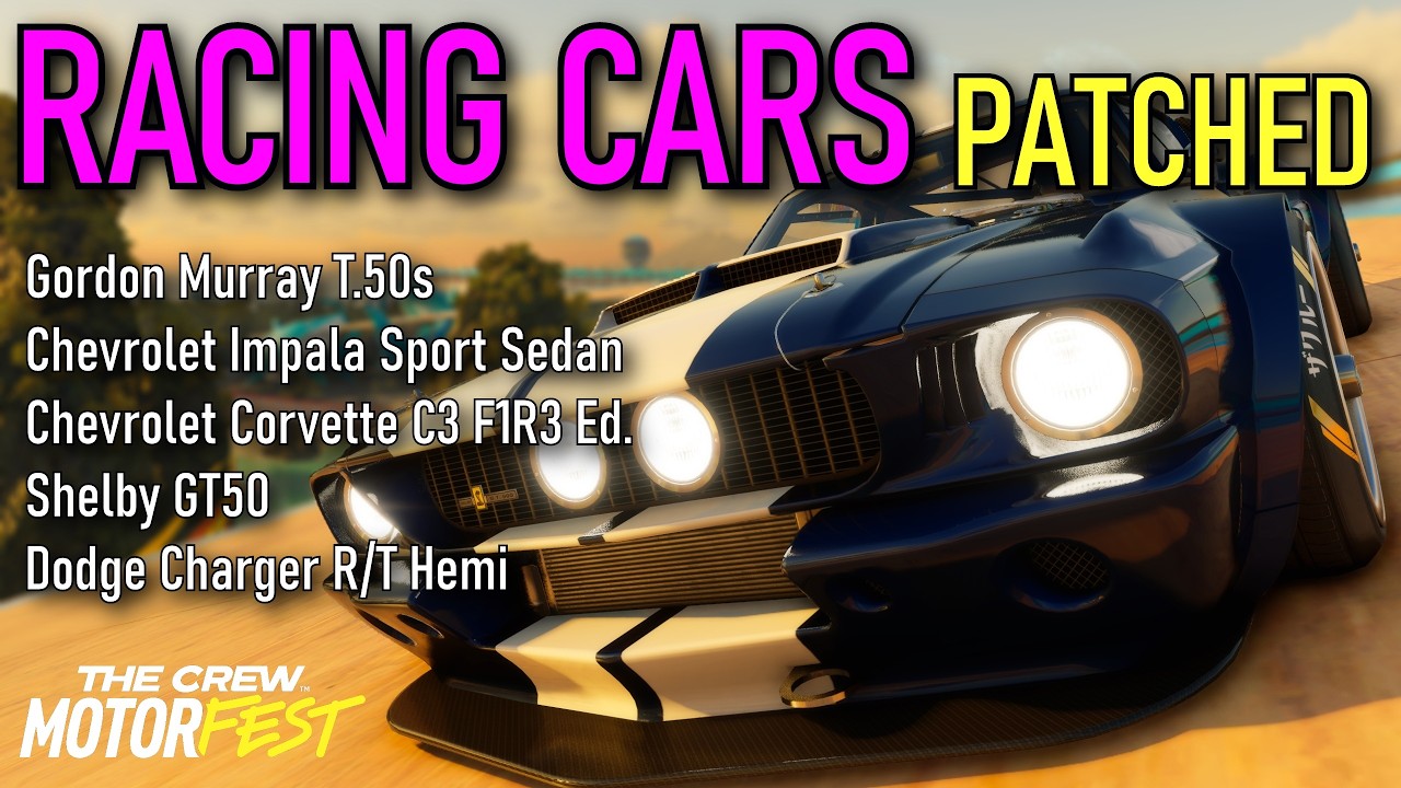 Racing cars updated (GMA T50.s, Chevrolet Impala, Corvette C3 F1R3, Shelby GT500, Charger R/T Hemi)
