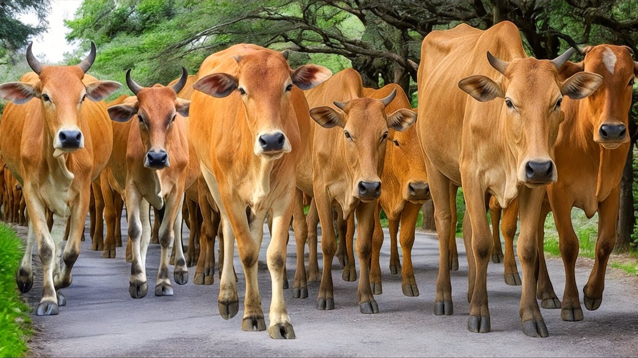 Ratusan sapi lembu jinak berjalan berkerumunan melintasi kawasan hutan menuju hamparan padang rumput