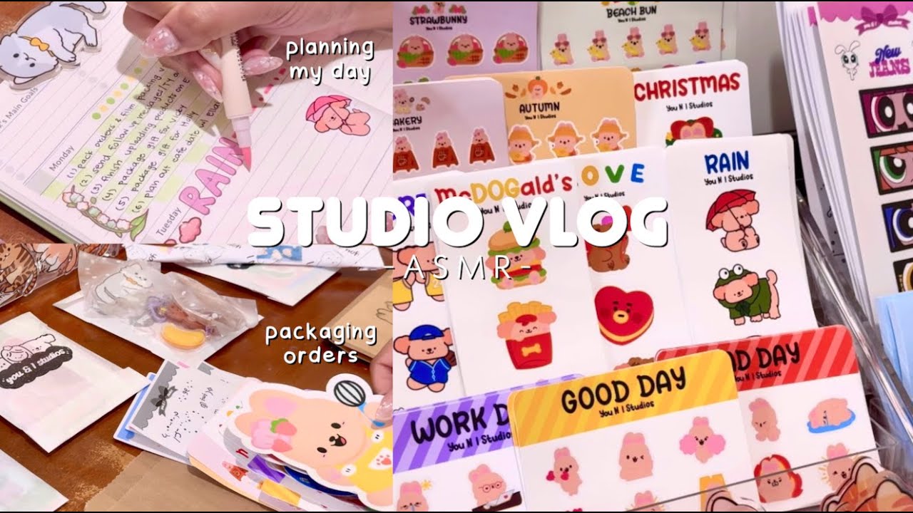 running my stationery shop while working full time, packing orders asmr | small business studio vlog