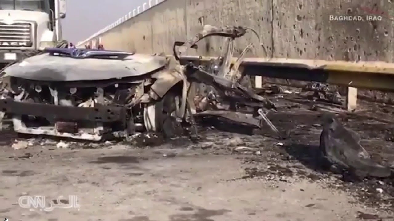 نقلاً عن سي إن إن.. صور لبقايا سيارة قاسم سليماني التي استهدفها القصف الأميركي