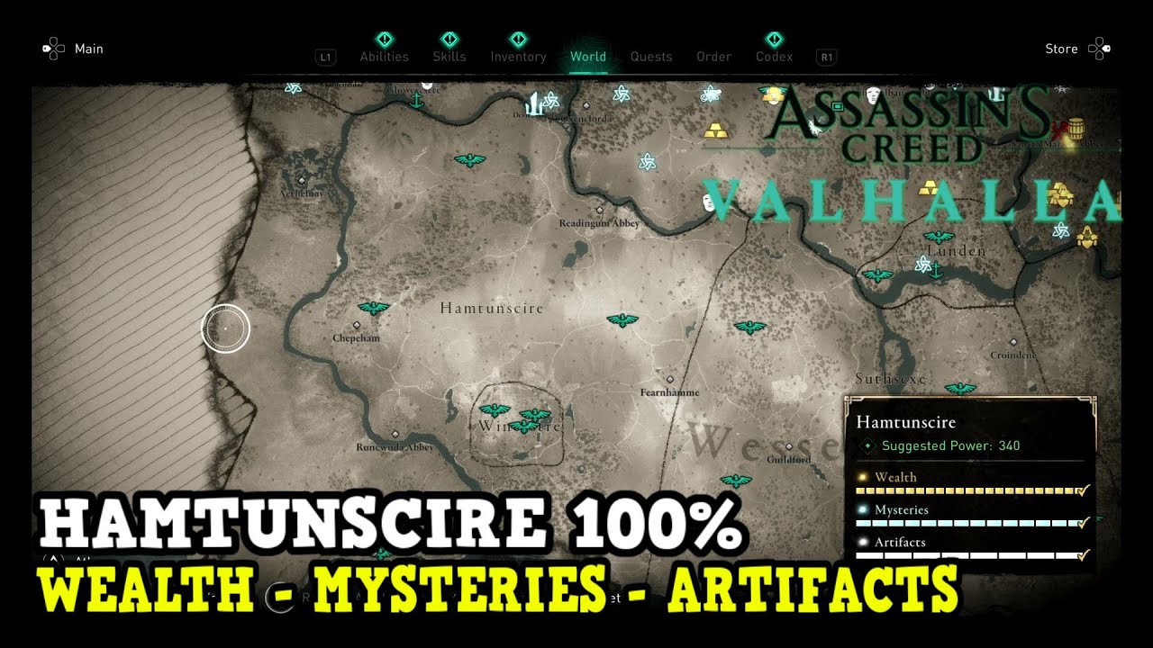 Assassin's Creed Valhalla Hamtunscire All Collectibles (Wealth, Mysteries, Artifacts)