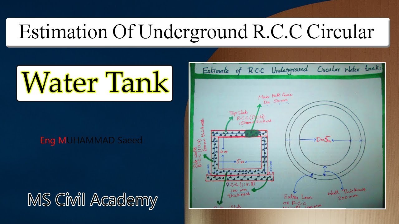 Estimate of Underground RCC Circular Water Tank