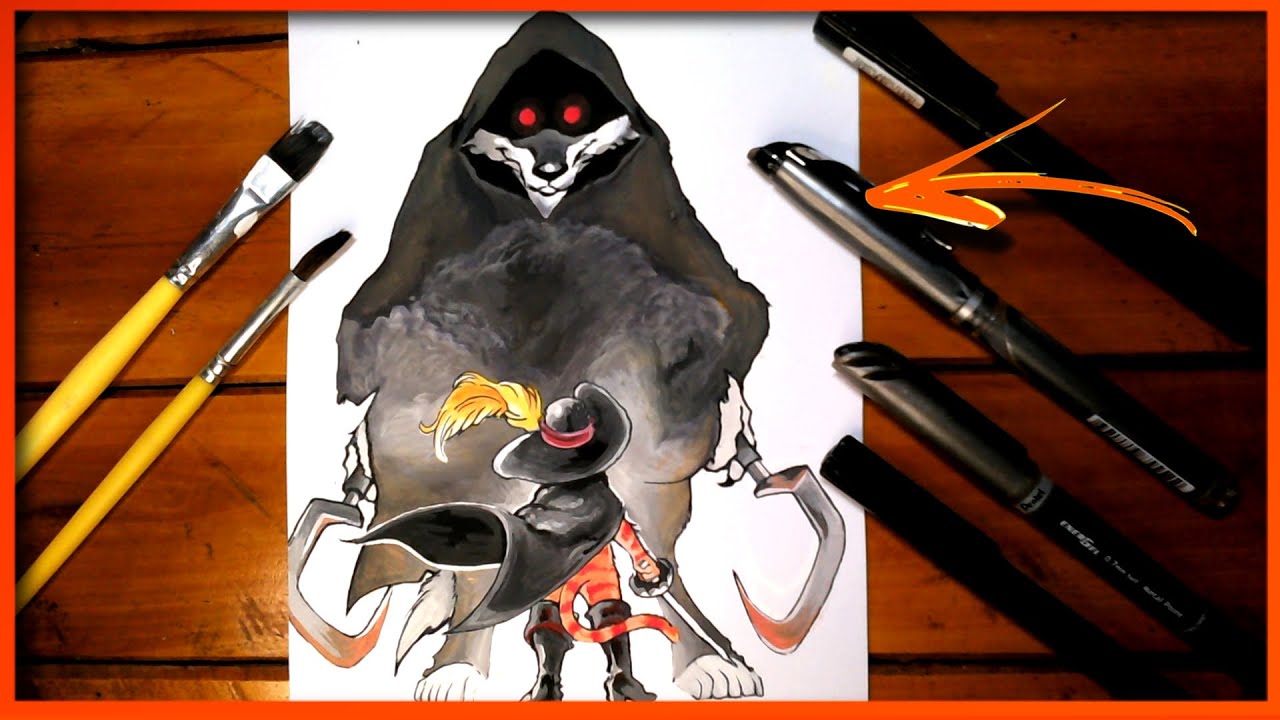 Hoje, Como desenhar o Lobo da Morte VS o Gato de botas