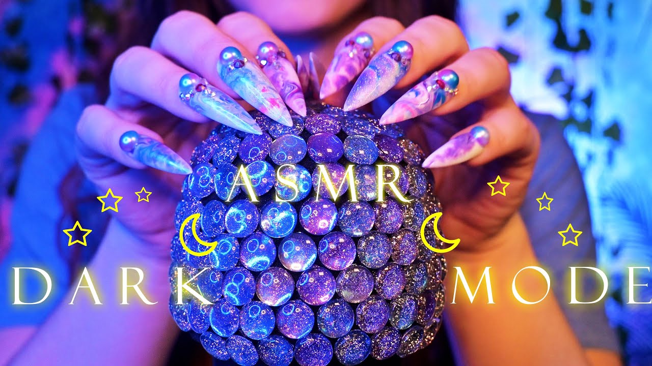 ASMR Mic Tapping (No Talking) ✨5 NEW Embellished Mic Covers! 🌙 Darker Lighting