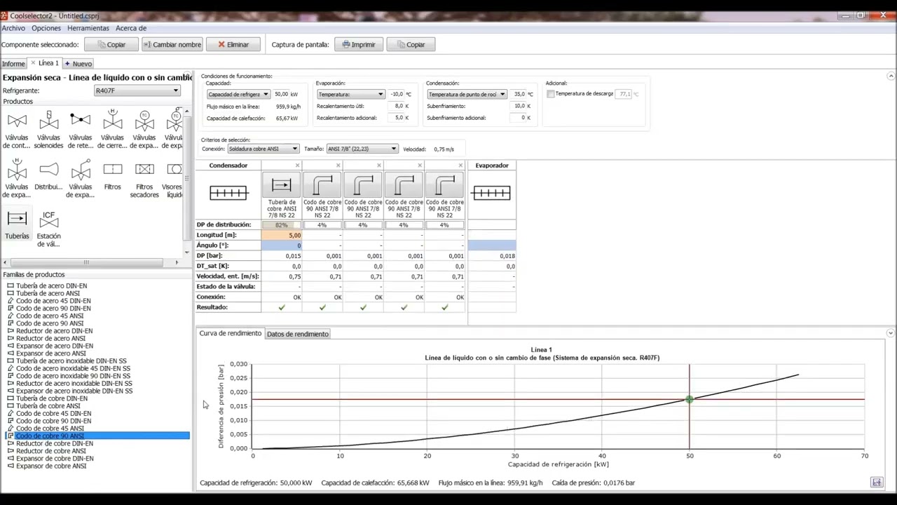 CLASE 155º TUTORIAL PROGRAMA COOL SELECTOR SELECCION COMPONENTES LINEA DE LIQUIDO SENCILLA