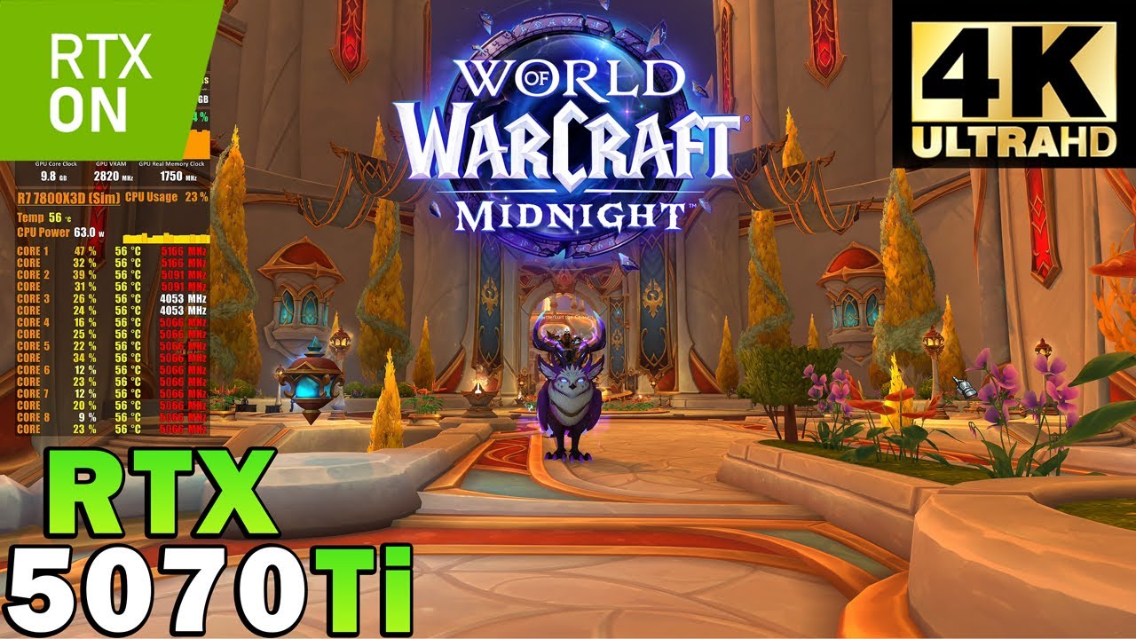 World Of Warcraft Midnight Beta 4K | RTX 5070 Ti | Sim. R7 7800X3D | Ray Tracing | Maximum Settings