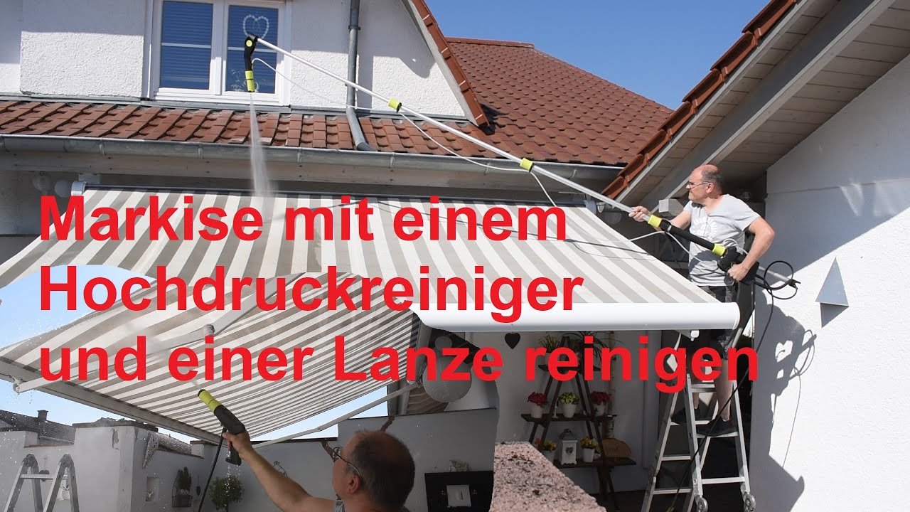 Reinigen der umgebauten Markise mit einer AVA Lanze