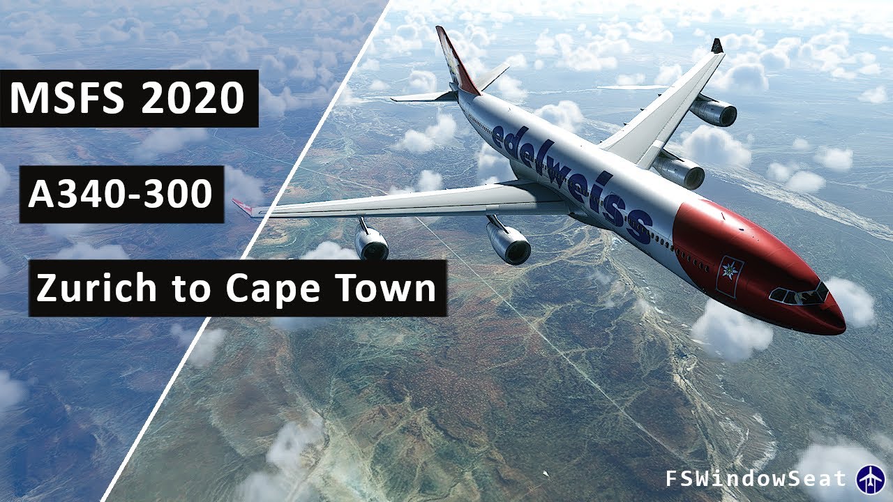 Flight Simulator 2020 A340 Edelweiss 84 Zurich to Cape Town Flight Wing View