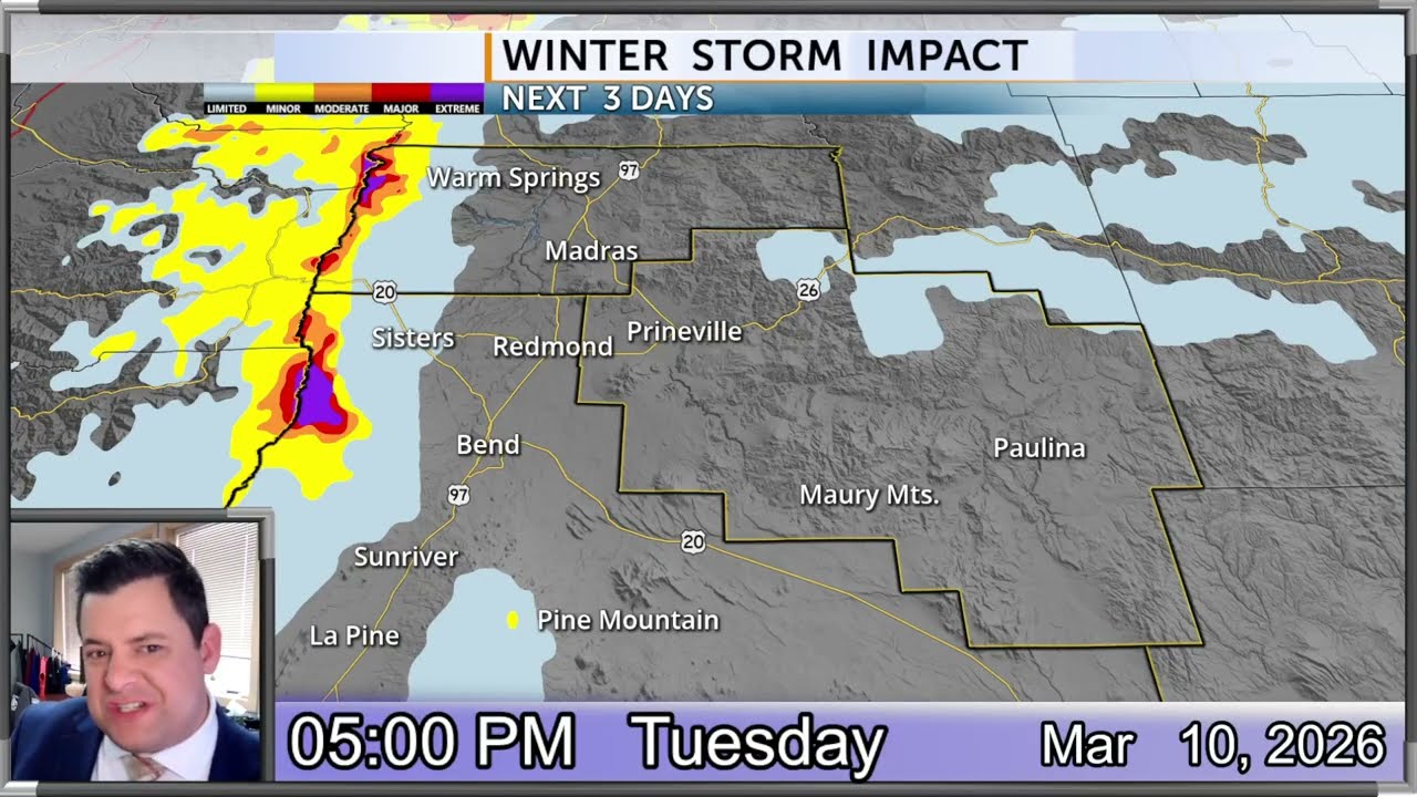 More clouds, some warming, rain/snow showers and stronger winds are expected for Central Oregon.
