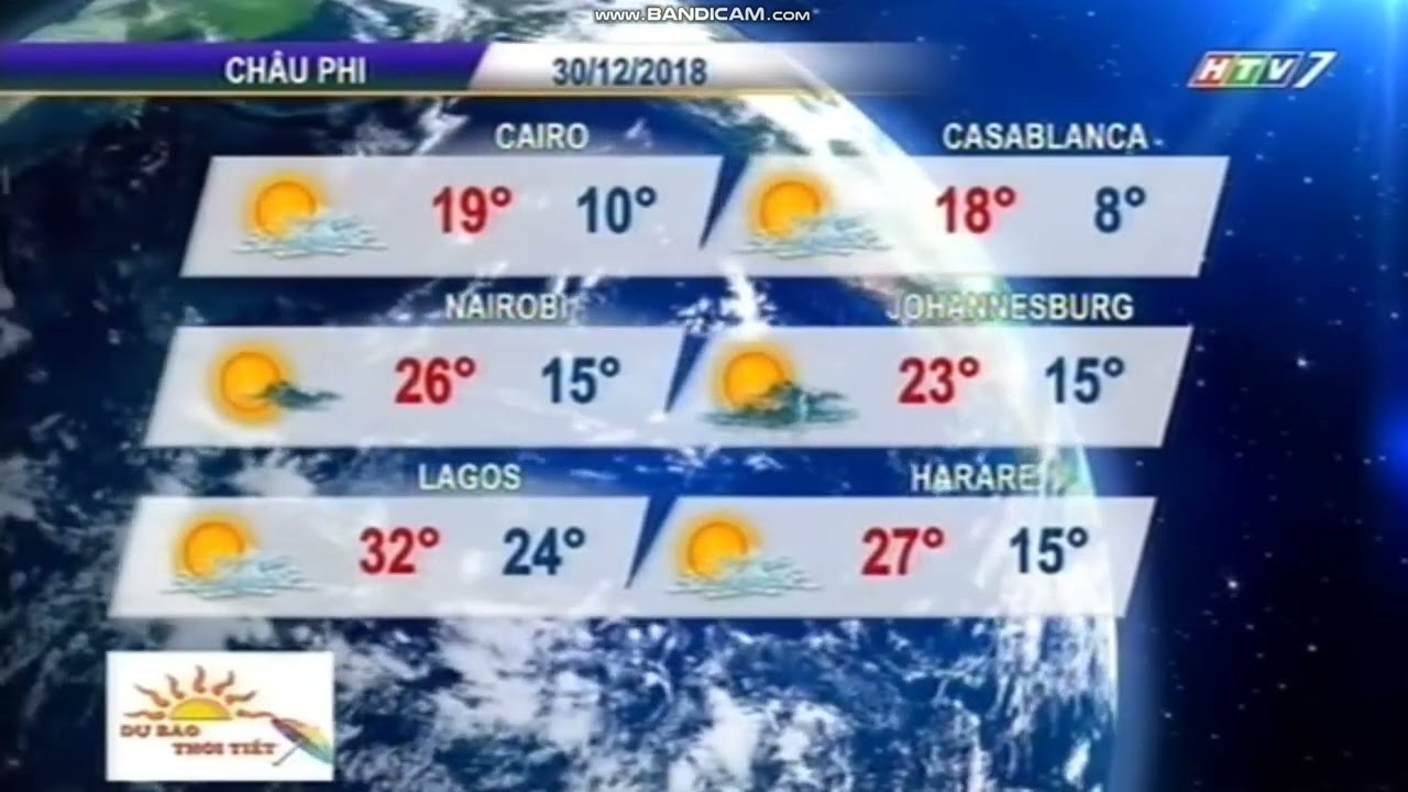HTV7 - Bản Tin Dự B&aacute;o Thời Tiết C&aacute;c Khu Vực Tr&ecirc;n Thế Giới Ng&agrave;y 30/12/2018