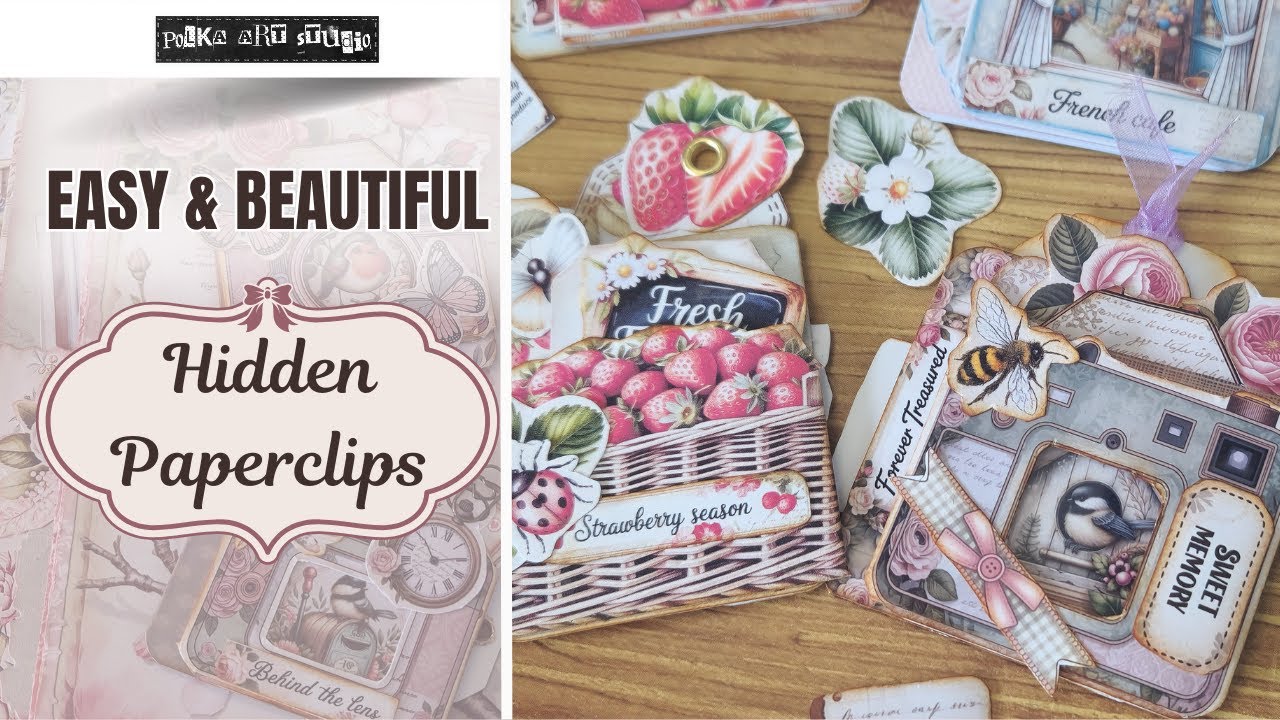 Hidden Paperclip Pockets | Camera, Window & Strawberry Designs for Junk Journals