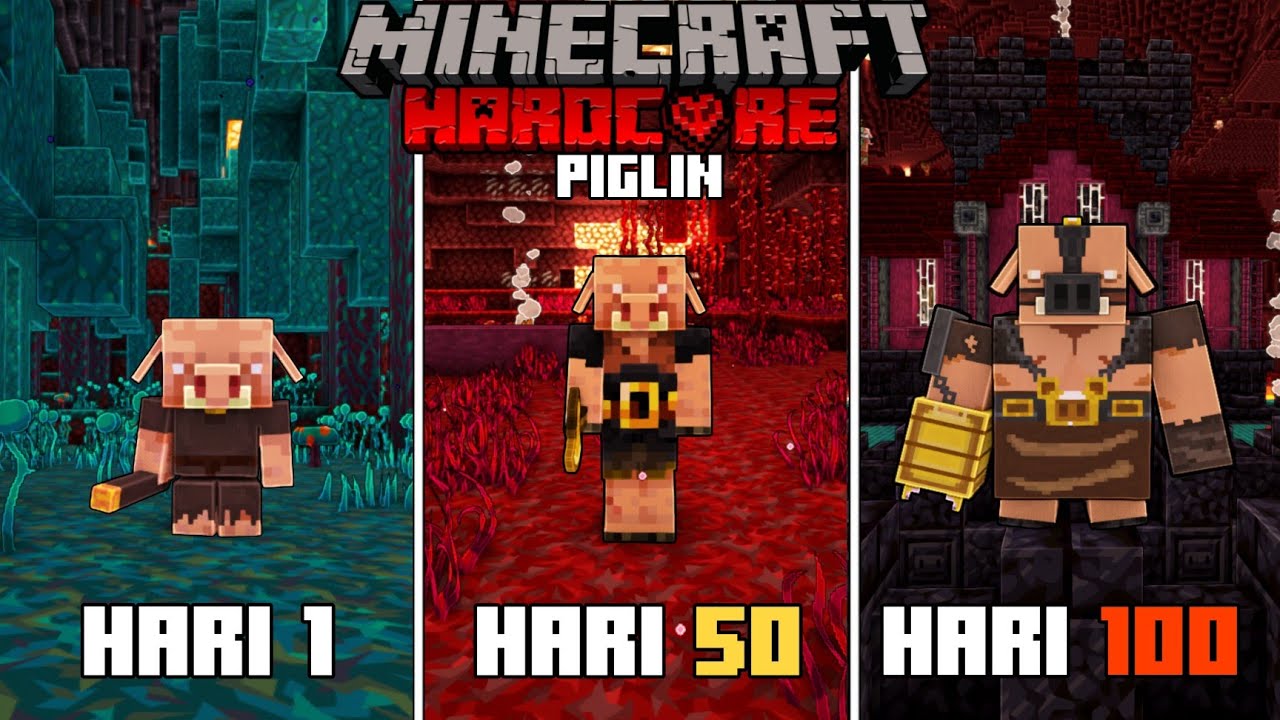 100 Hari di Minecraft Hardcore Dikutuk jadi Piglin