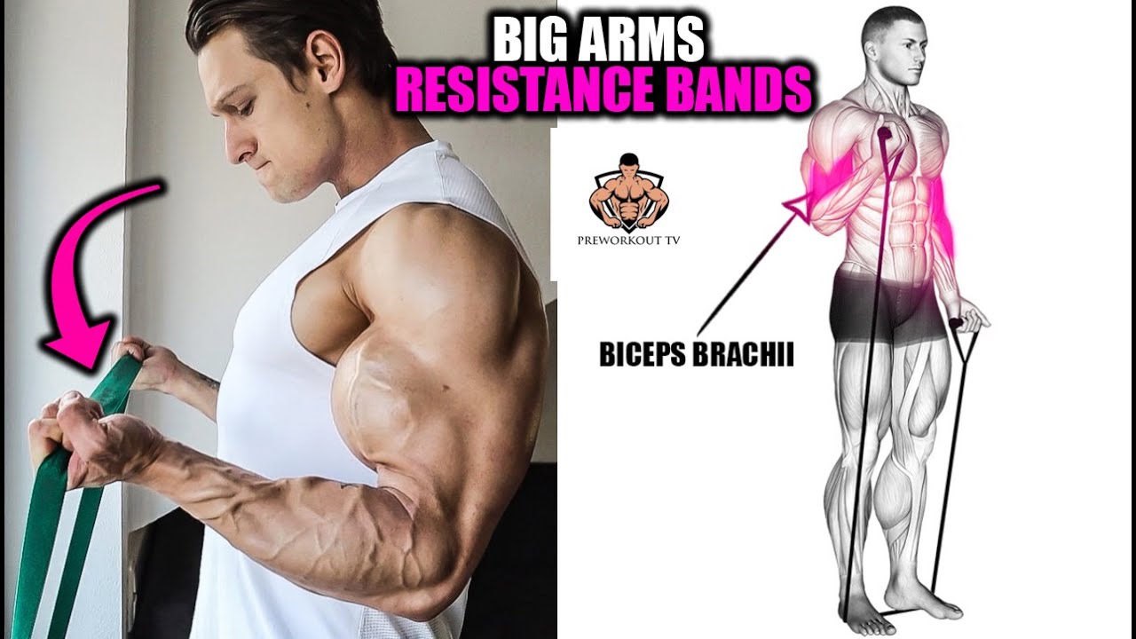 BIG ARMS RESISTANCE BANDS 💪 HOME WORKOUT✔️8 EXERCISES