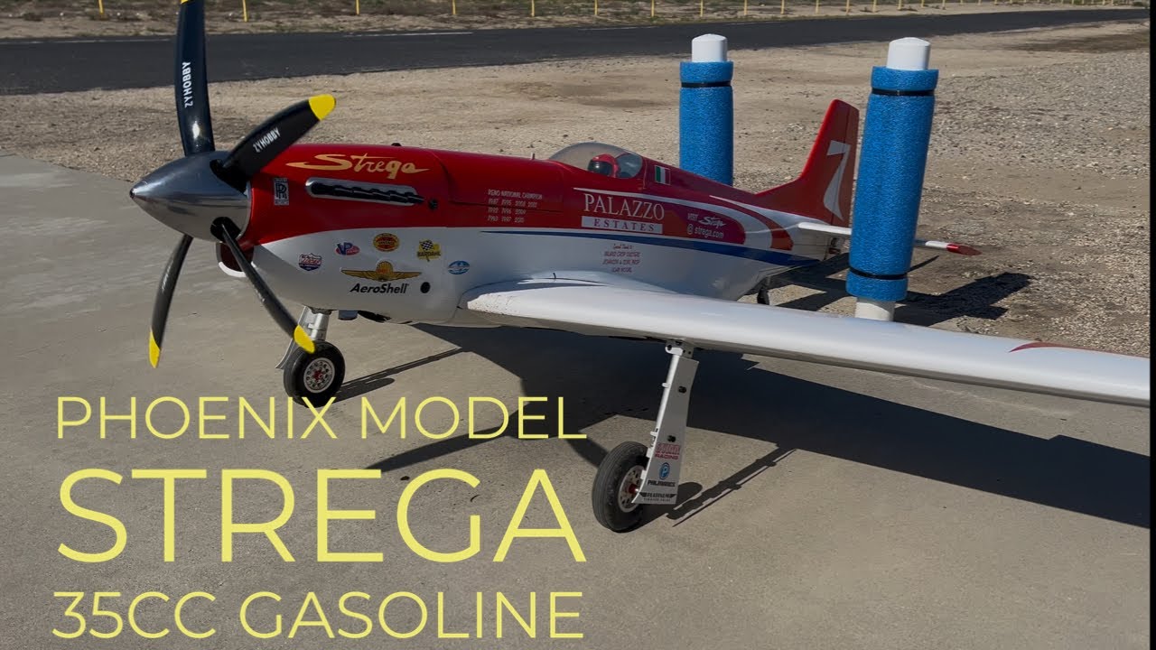 Phoenix models Strega with Stinger 35cc gasoline engine in heavy crosswind