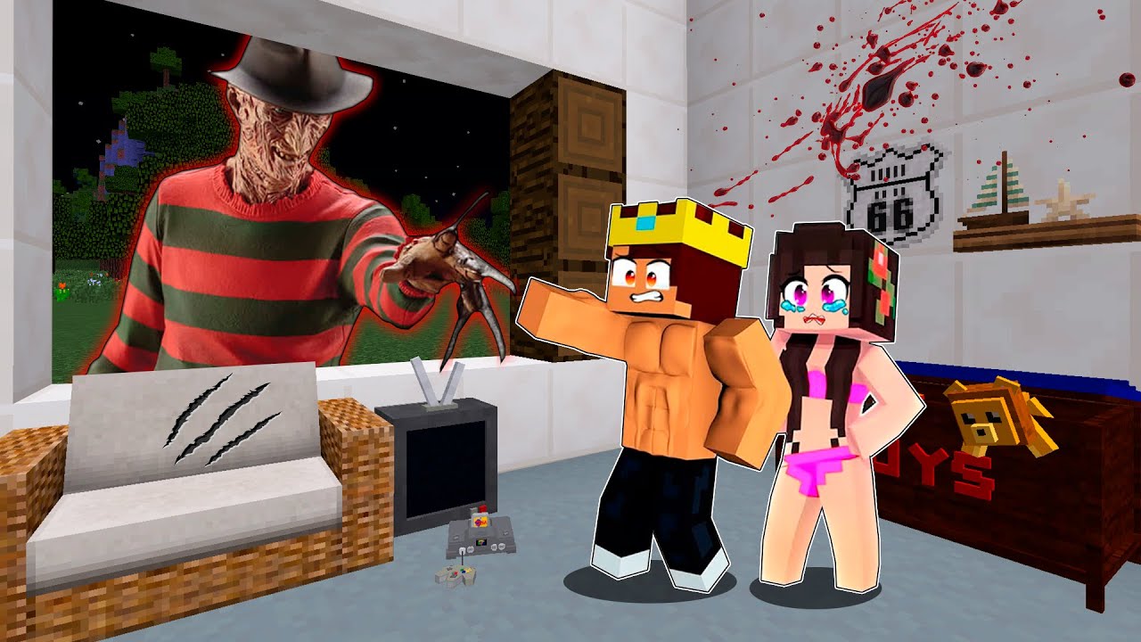 A CASA FOI INVADIDA PELO FREDDY KRUEGER - TIVEMOS QUE MAT4-LO no minecraft