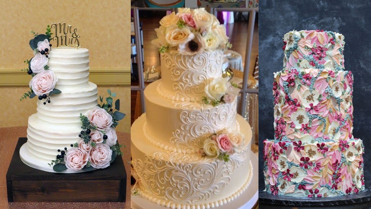 Elegant lovely butter cream wedding cake design, the prettiest butter cream wedding cake design