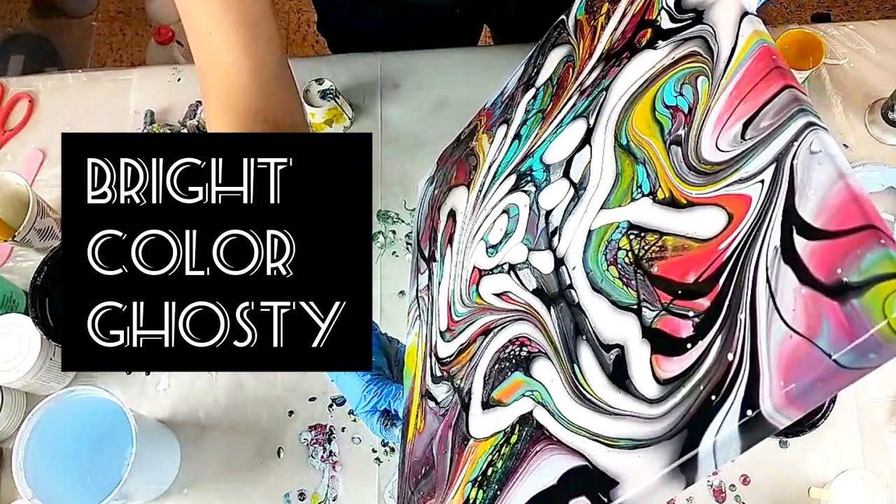 28 - COLORFUL Ghosty Marbled Pour Painting with DecoArt Extreme Sheen
