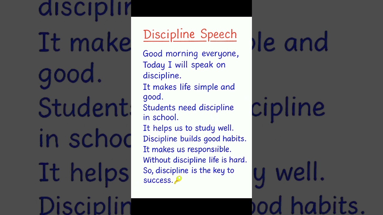 Discipline Speech | Short English Speech | 10 Lines on Discipline