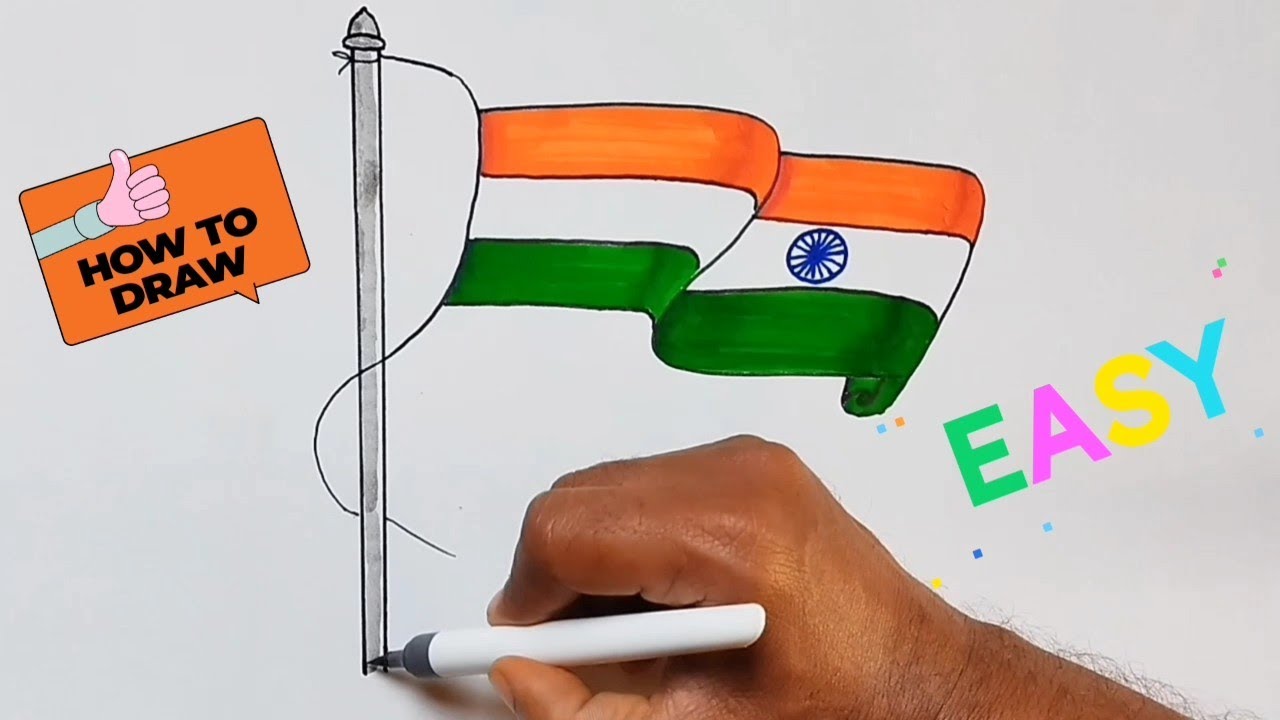 How to draw Indian 🇮🇳 flag for kids easy and beautiful❤ colour