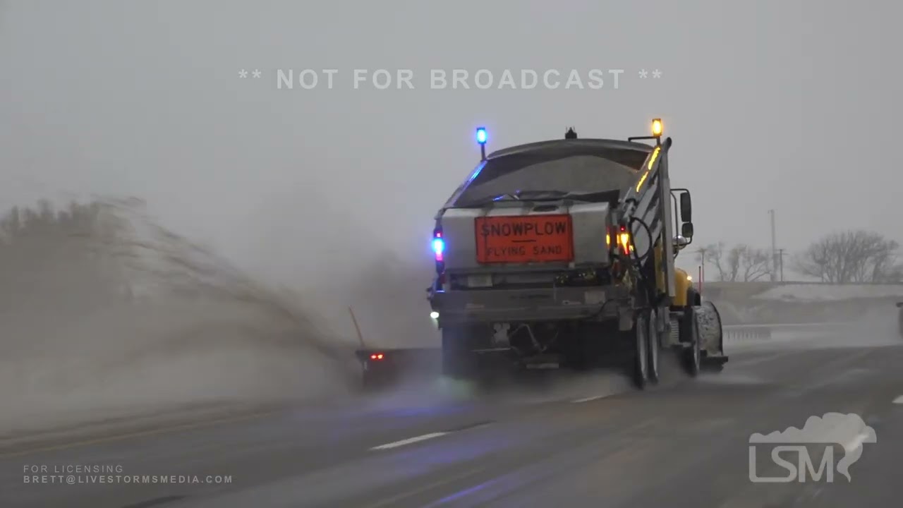 03-19-2025 Lincoln, NE - Extreme Blizzard with whiteout conditions - semis jackknifed