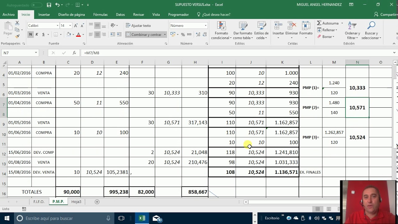 APLICACION METODO PMP CON DEVOLUCIONES DE COMPRAS Y DE VENTAS