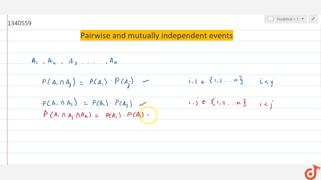 Pairwise and mutually independent events