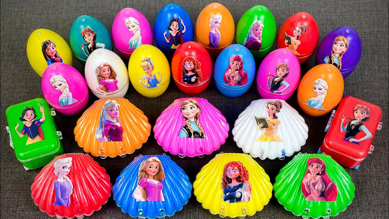 What Happens When You Mix Disney Princesses with Rainbow Eggs Slime - ASMR Clay