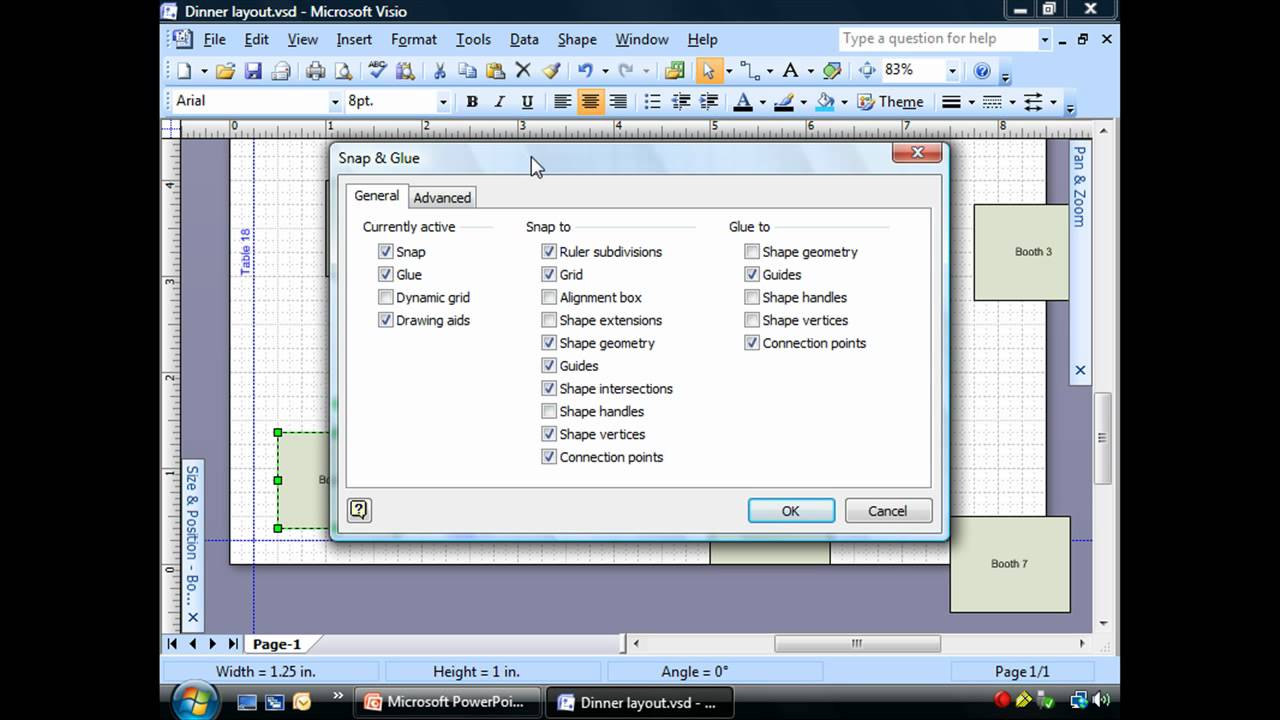 Snap and Glue Tools in Visio