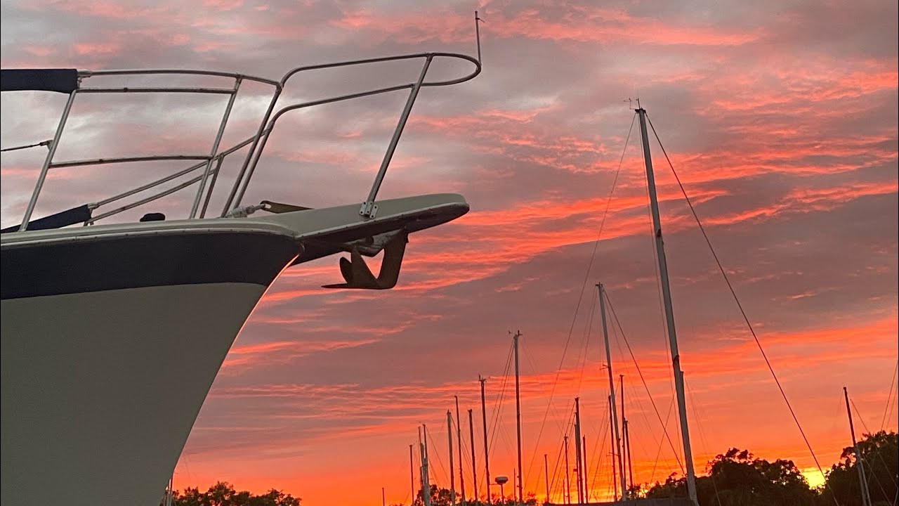 Our Hatteras 42 LRC stopping at the Indiantown Marina WorkYard for a little routine maintenance