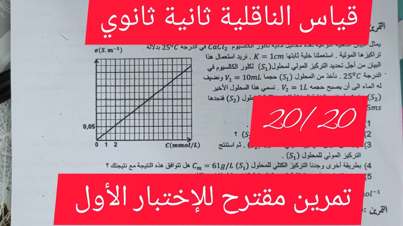 قياس الناقلية ثانية ثانوي تمرين02 مقترح بقوة لاختبار الفصل الأول2022 #العلامة_20