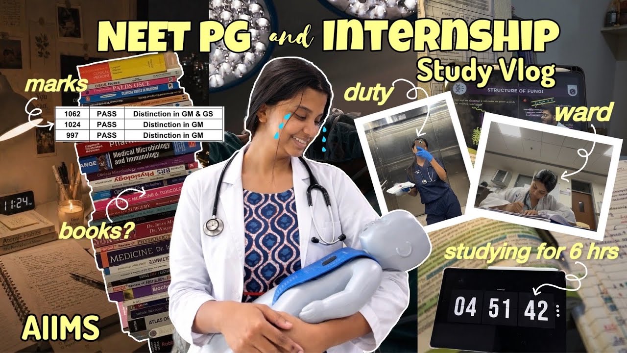 Productive STUDY Day in My Life📚 Study Vlog📖 Medical Intern🥼 NEET PG prep🩻 Balancing MBBS and life✨