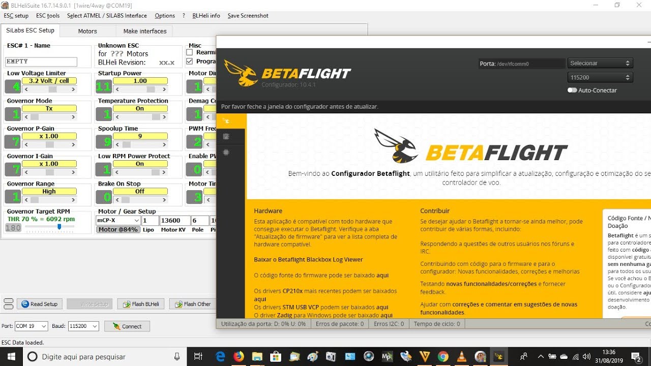 Drone Tyro99 configura&ccedil;&atilde;o no BLHeliSuite e BetaFlight