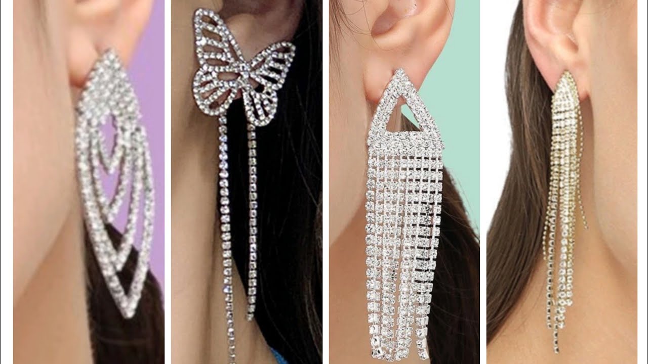 Expensive Rhinestone chain party wear earrings making at home😍/ghar par banye party wear earrings