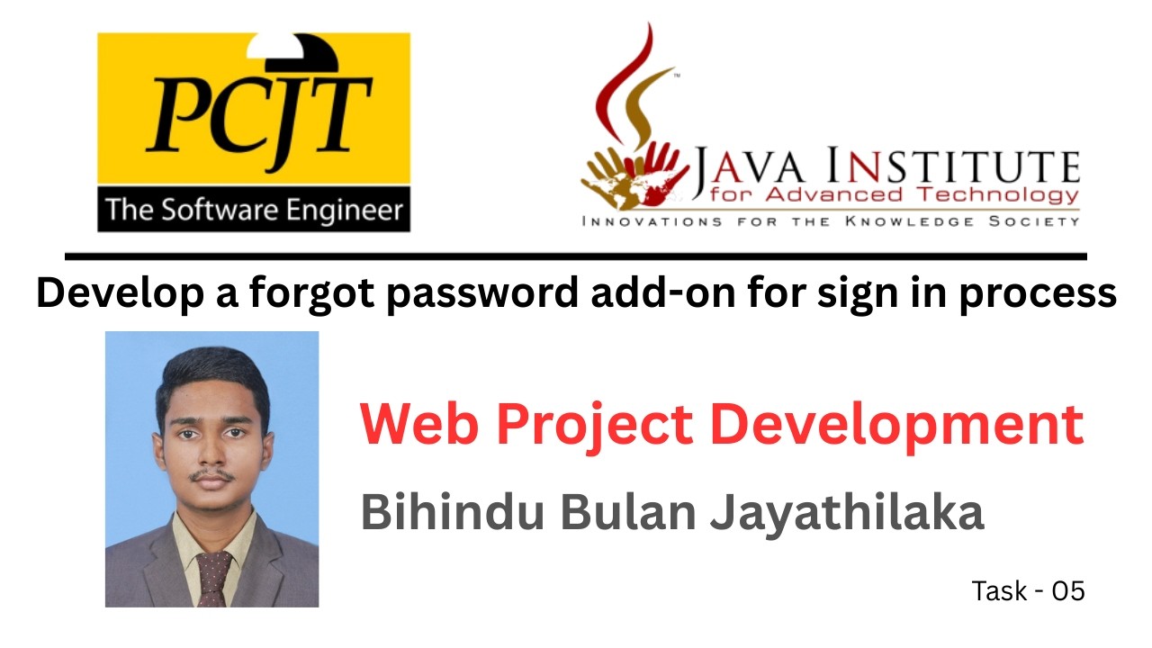 Task No 05: Develop a forgot password add-on for sign in process