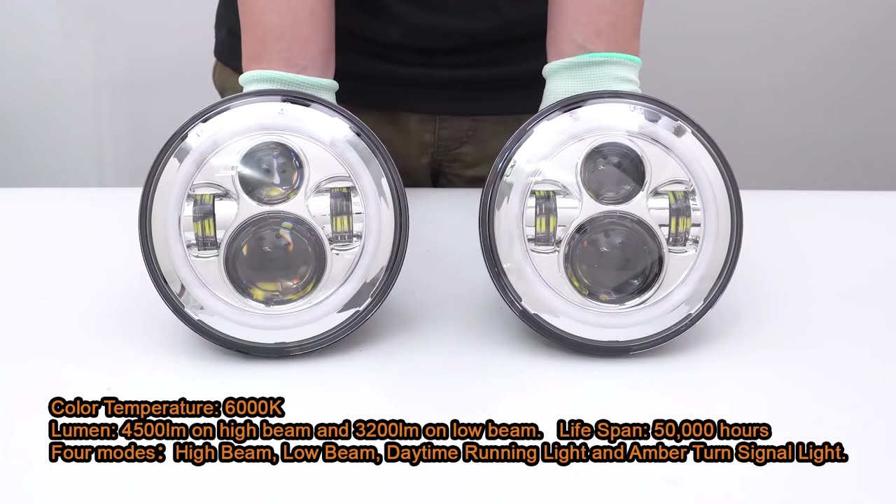 7'' 45W Round Hi-Lo Beam LED Headlight with Halo Ring (Chrome)