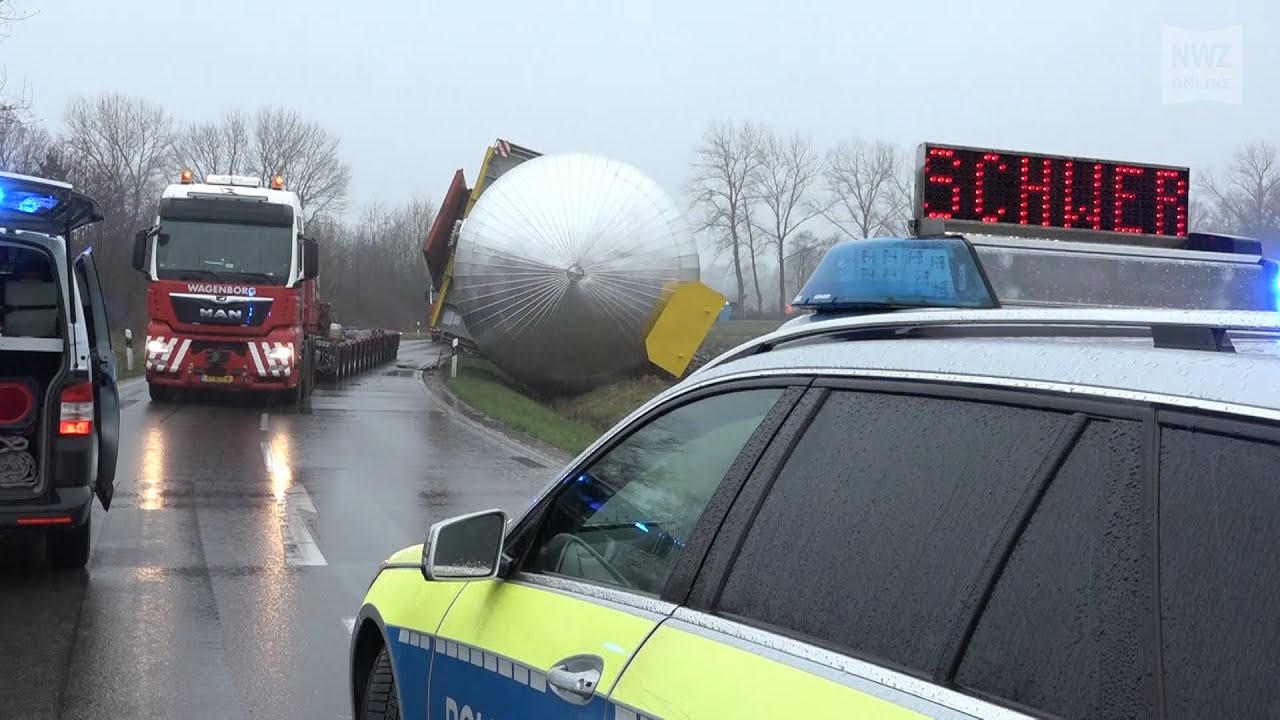Schwertransport im Emsland wegen des Unfalls abgebrochen