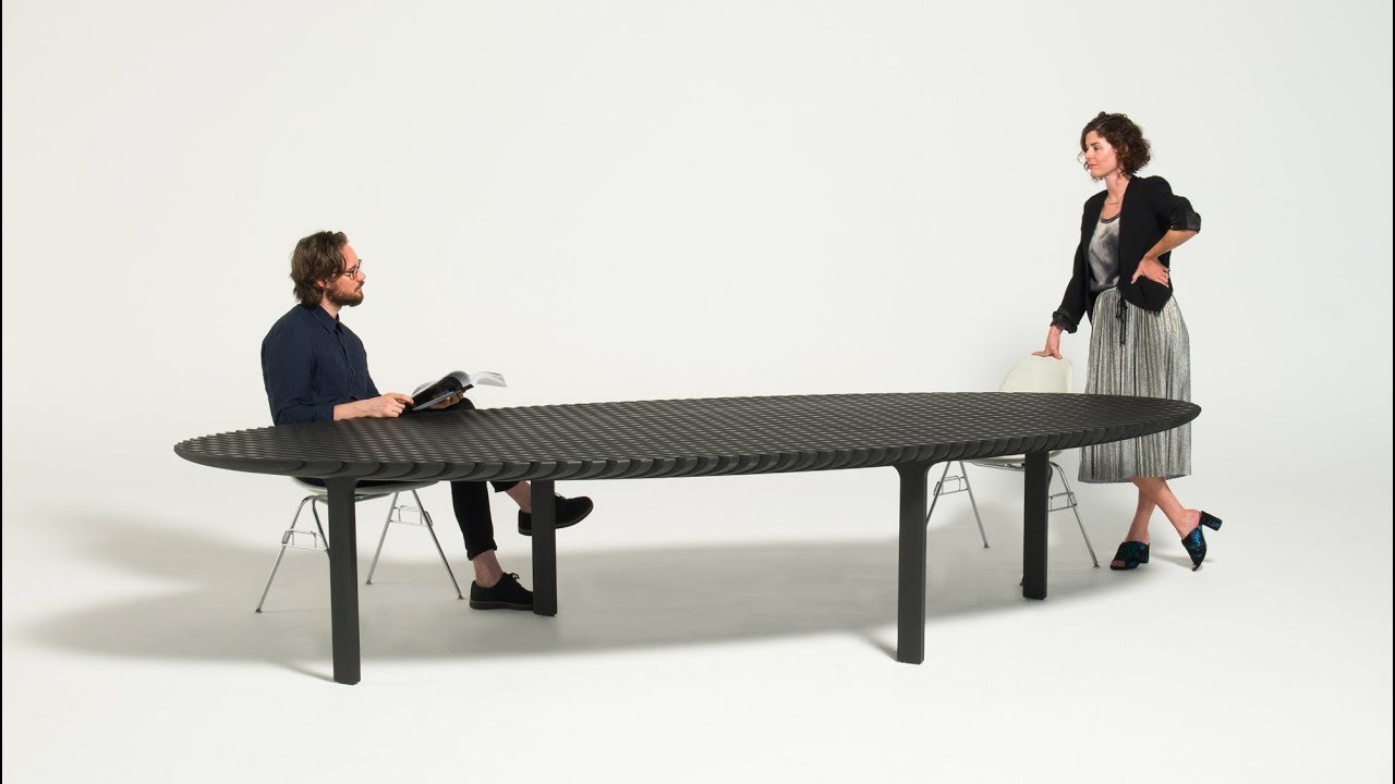 Heatherwick Studio's Friction table expands to adapt to different spaces