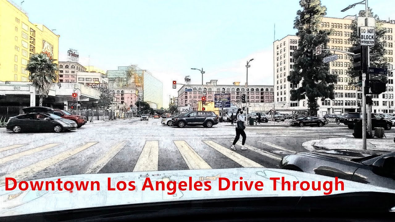 Drive in Downtown Los Angeles, figueroa st-olympic blvd-broadway- China Town (by DJI Action 2)