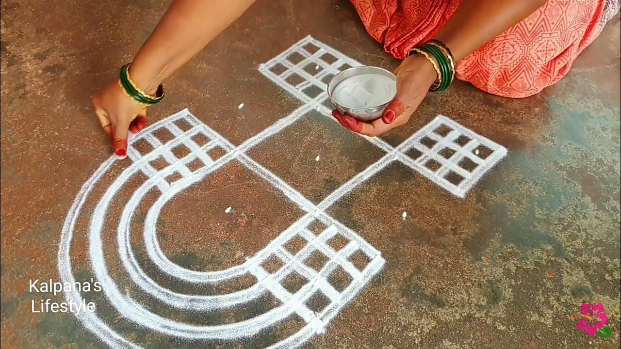 Diwali special velaku lotus and flowers padi kollam pandaga design muggulu easy rangoli
