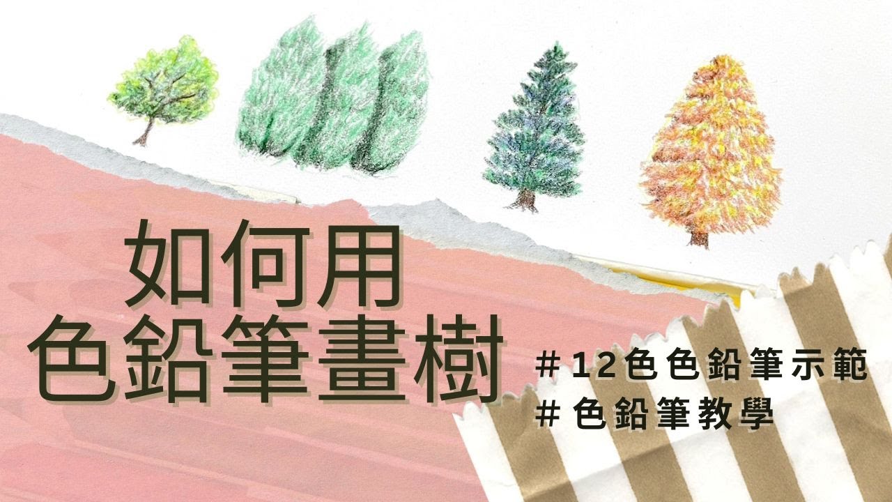 如何用色鉛筆畫樹｜12色色鉛筆示範｜適合初學者