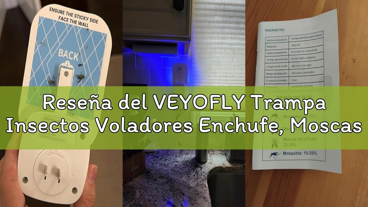 Rese&ntilde;a del VEYOFLY Trampa Insectos Voladores Enchufe, Moscas Fruta Interior, Hogar Seguro, Luz Anti