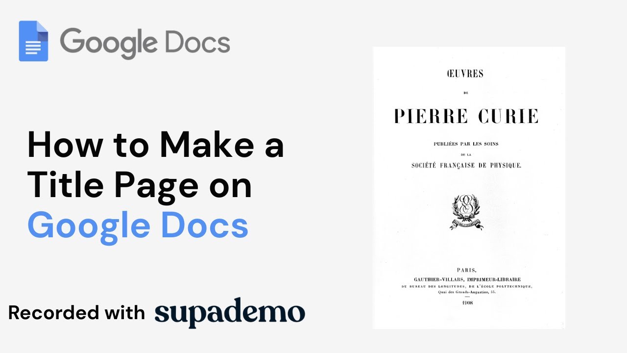 How to Make a Title Page on Google Docs