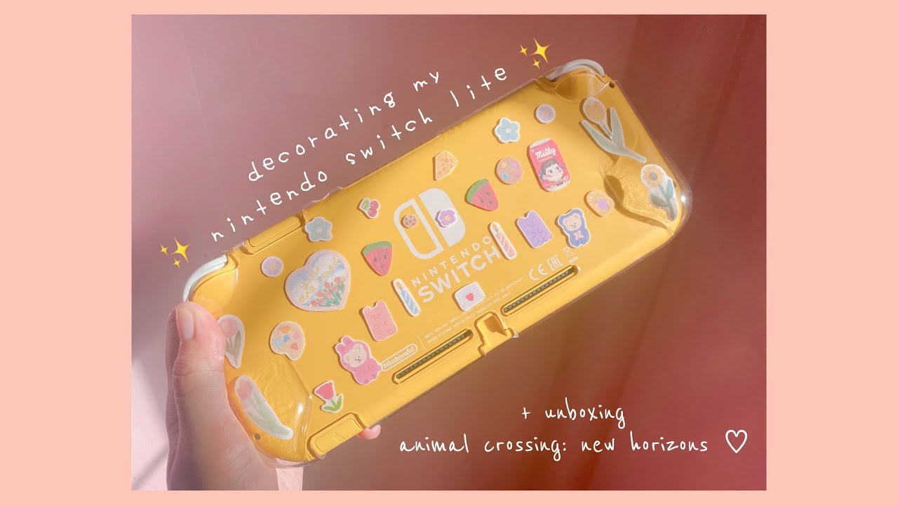 🌼decorating my nintendo switch lite🌸 ft. animal crossing new horizons (unboxing) 🌷