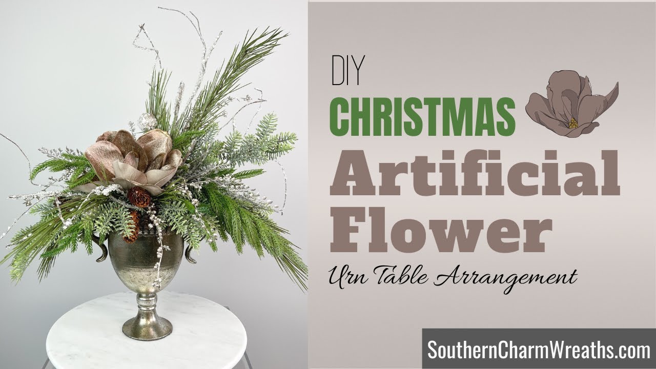DIY Artificial  Flower Christmas Table Arrangement in Urn | Silk Flower Arrangement for Beginners