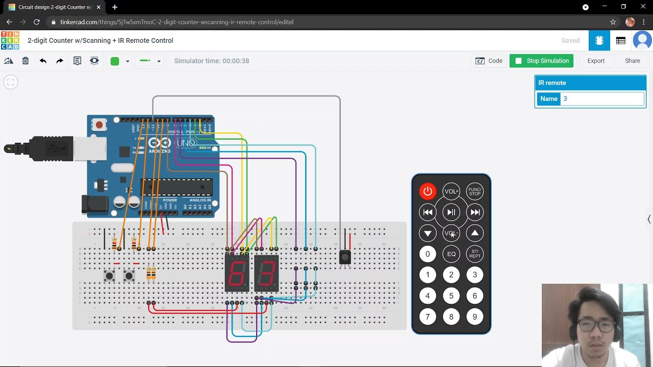 2-Digit Up/Down Counter with IR Remote using Arduino