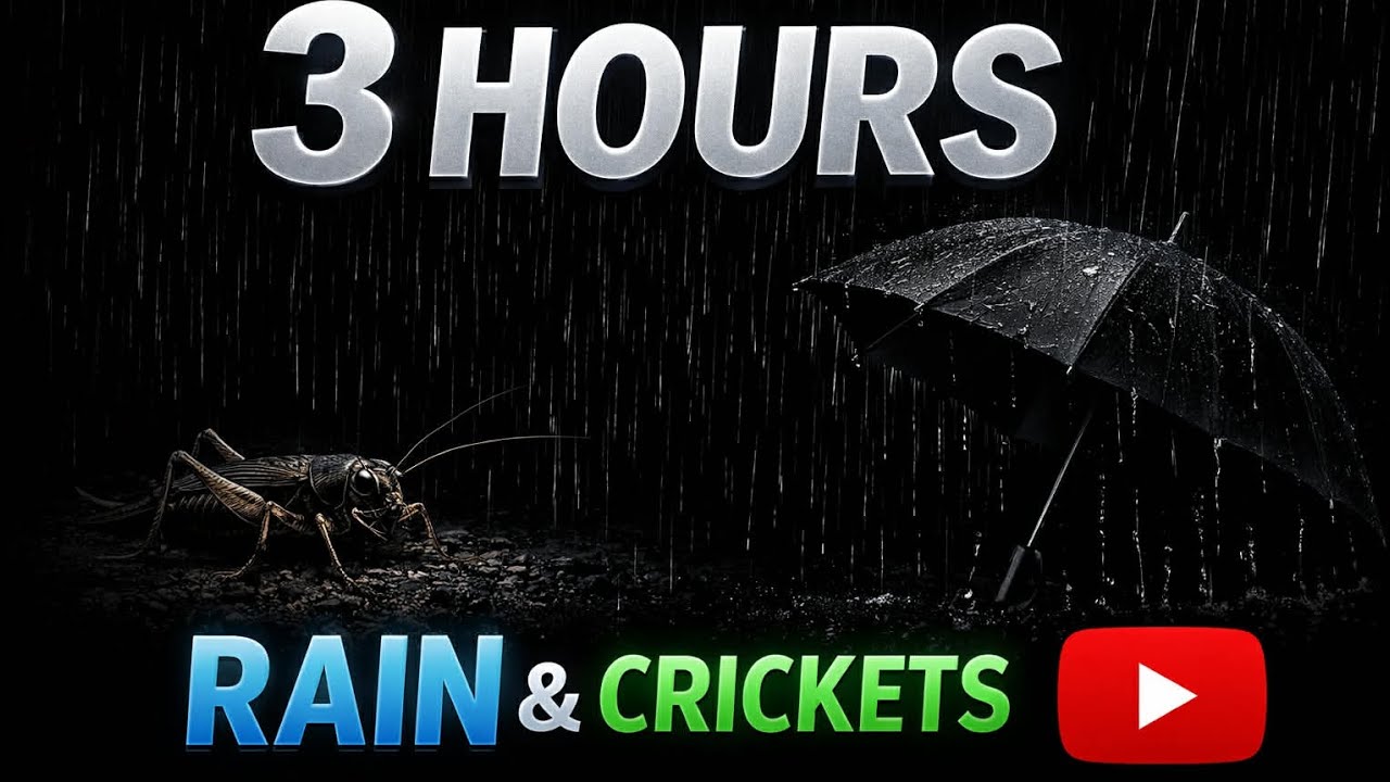 Rain & Crickets Sounds 🌧️🦗 Black Screen (3 Hours) | Deep Sleep