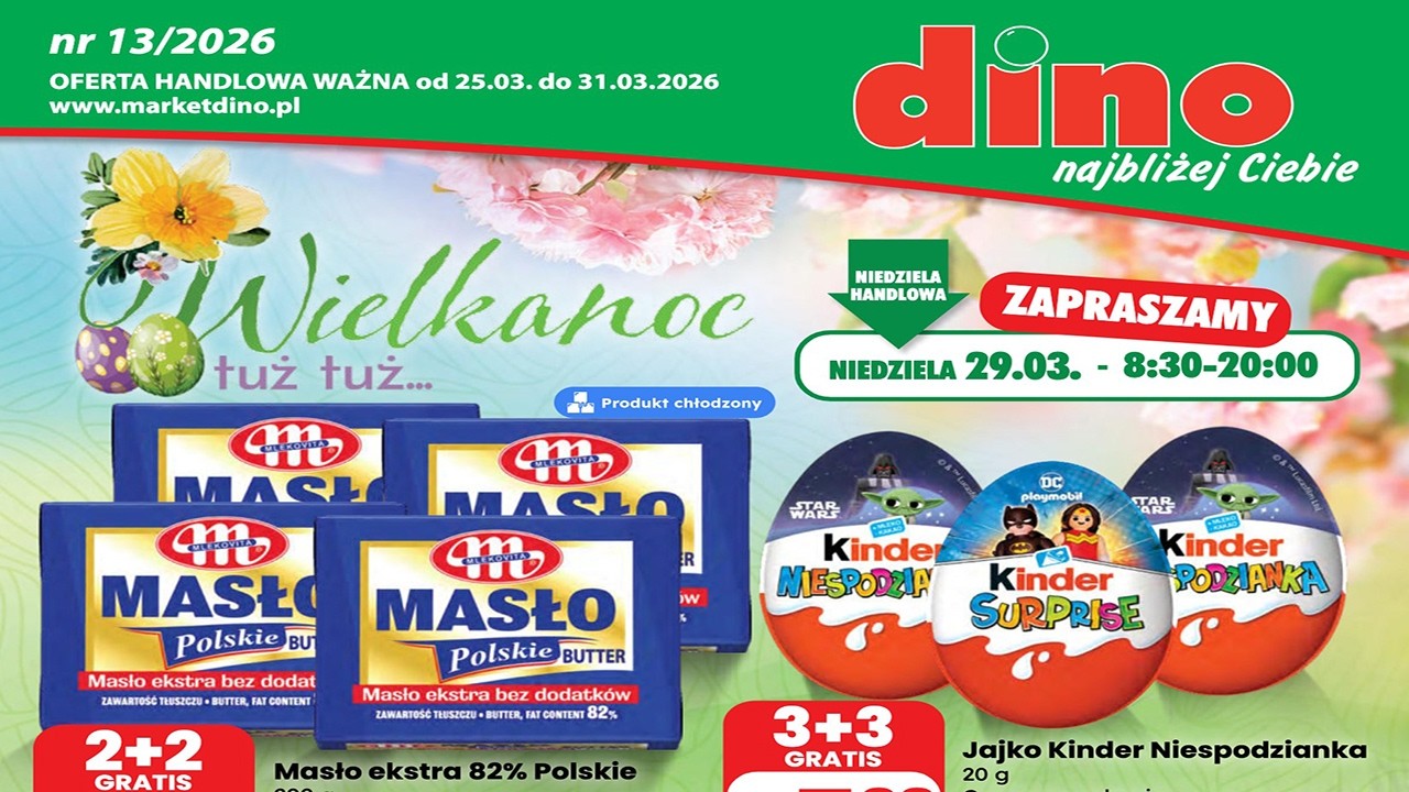 🐣 Gazetka Dino od 25.03.026! TANIE zakupy na Wielkanoc 🥚 Mięso &bull; Nabiał &bull; Mega promocje!